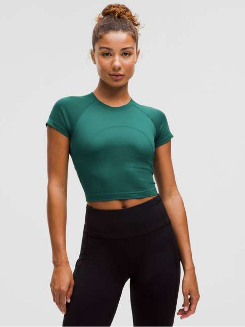 lululemon athletica  Green Short Sleeve Crop Top